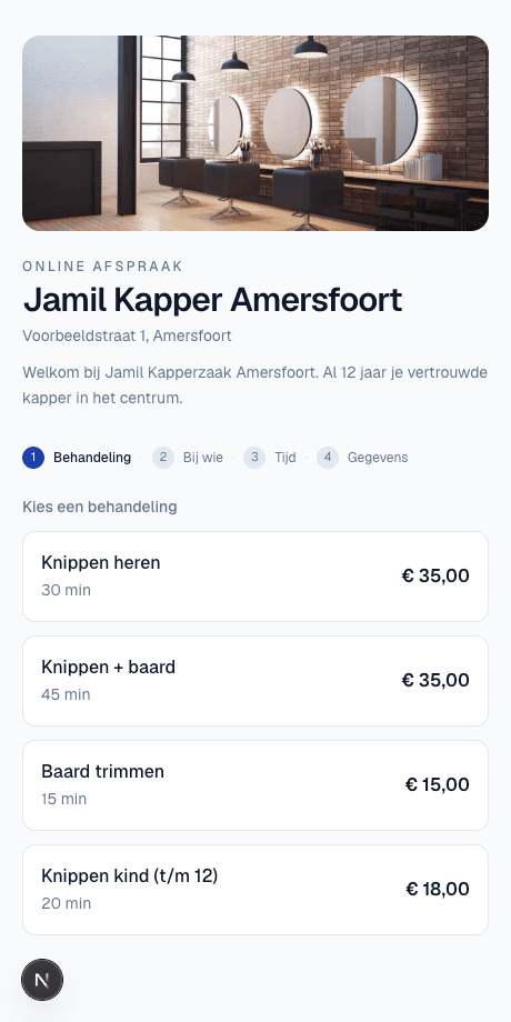 Eigen boekingspagina met eigen naam, foto en uitstraling